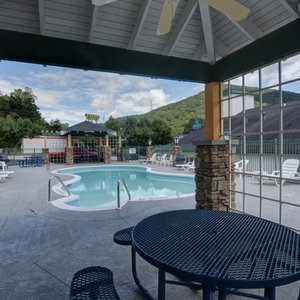 Lounge at our outside pool