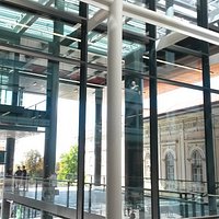 Views to Knez Mikhailov pedestrian walkway from inside the Rajiceva shopping center.