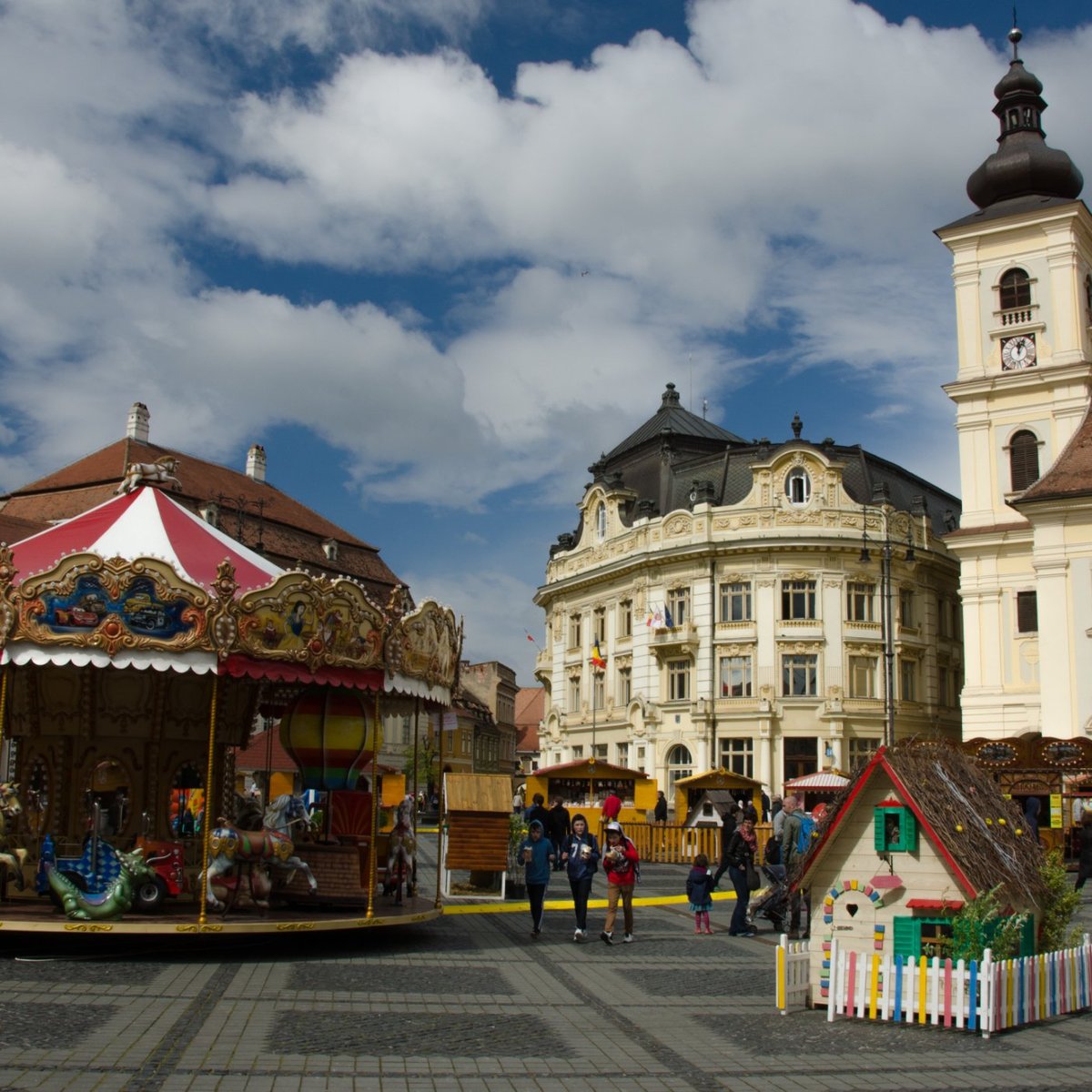 Sibiu, in the center of Transylvania, Romania. View from above