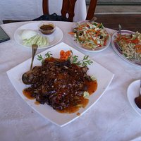 Cerdo Cha Sao (creo que se escribe así) y verduras salteadas
