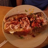 Giant potato with smoked turkey and loads of toppings
