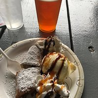 Score of the day, fried Cannoli, scoop of vanilla, whipped cream & drizzle of chocolate and cara