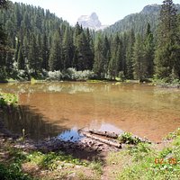 Lake with Cinque Torre in the distance