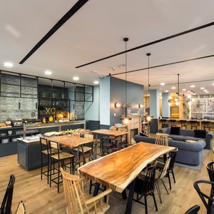 Petit Palace Triball in Madrid, image may contain: Dining Room, Dining Table, Table, Couch