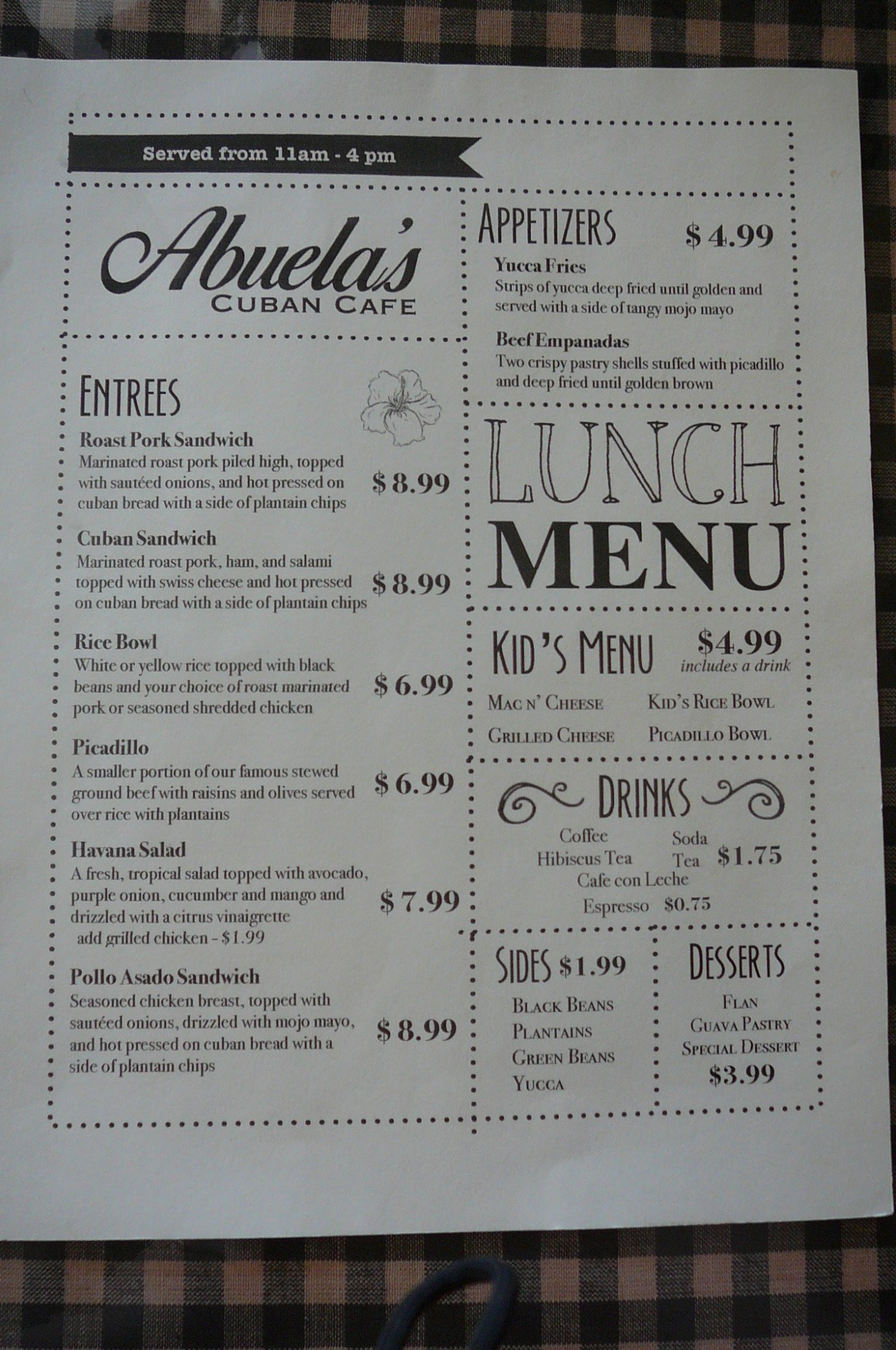 ABUELAS CUBAN CAFE Crossville Restaurant Reviews Photos Phone   Lunch Menu 