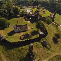 Aerial photo of mountfitchet castle