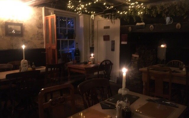 The restaurant and main dining area all set up for a busy Saturday night.