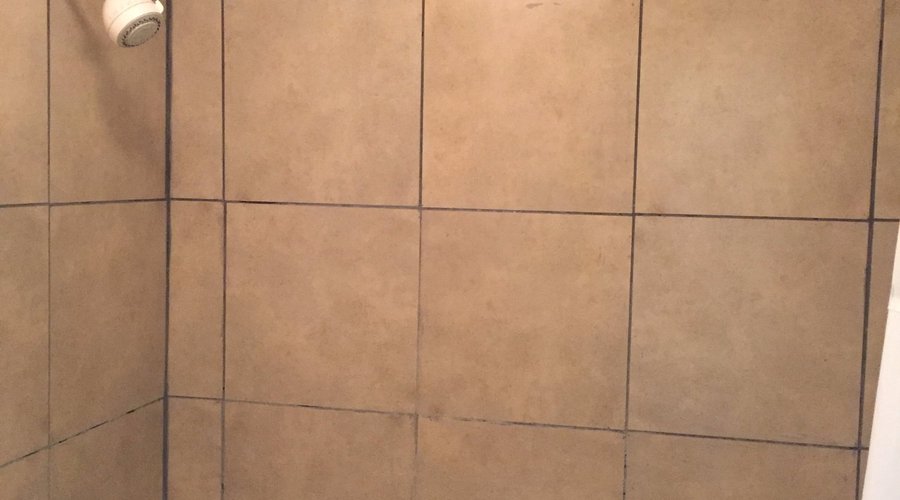 Discolored/dirty grout on lower tiles