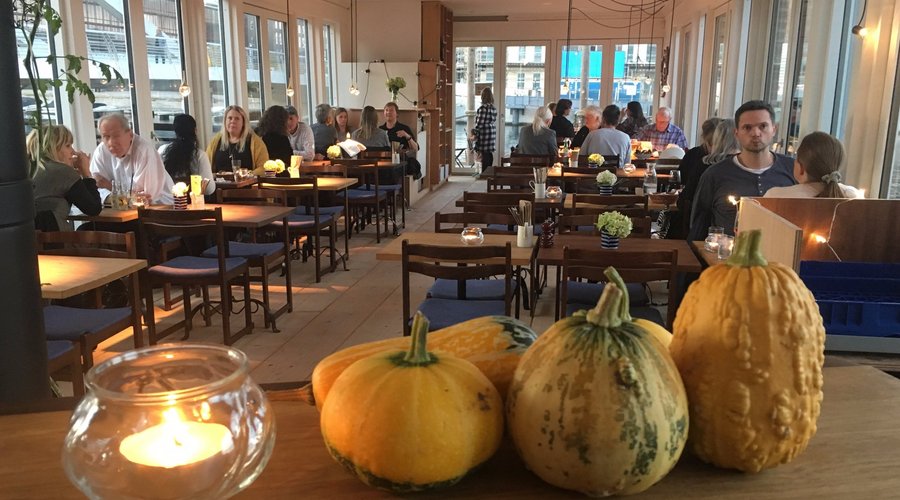 Inside Restaurant Vandvid with a waterview to all sides