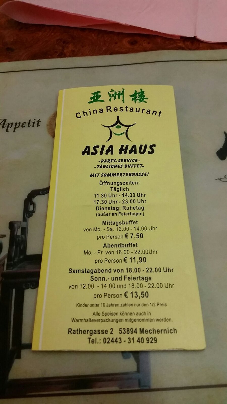 ASIA HAUS TAN, Mechernich Restaurant Bewertungen, Telefonnummer