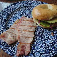 avocado bacon and bagel breakfast
