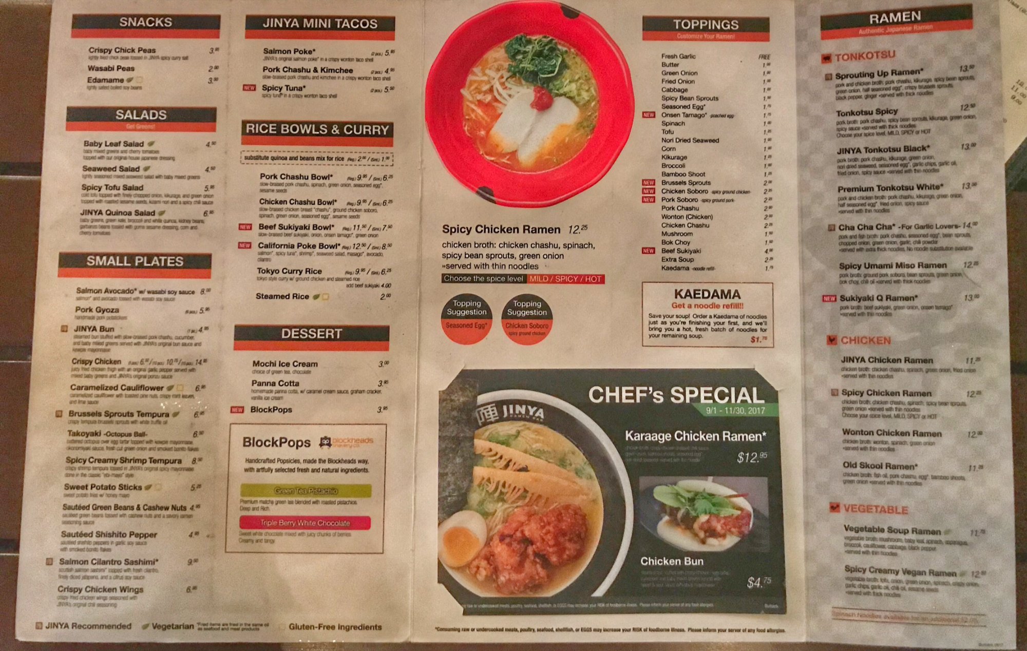 Jinya menu discount