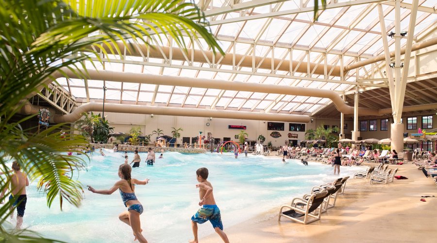 Wild WaterDome Indoor Waterpark has a see-thru roof that lets the suns rays in all year long!