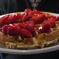 waffle with strawberries