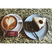 Flat white and Pecan passion cake
