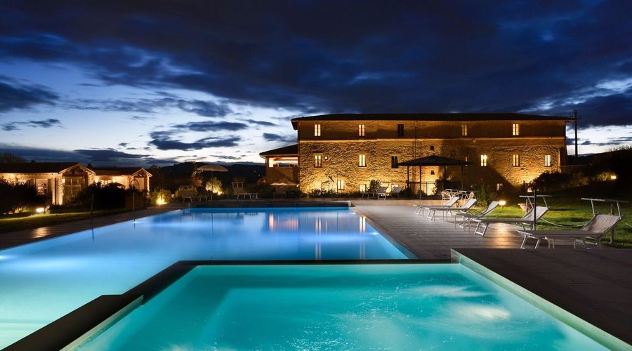 Pool view by night