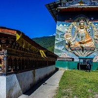 The Big statue of Guru Rinpoche just as you enter the CTAS school campus