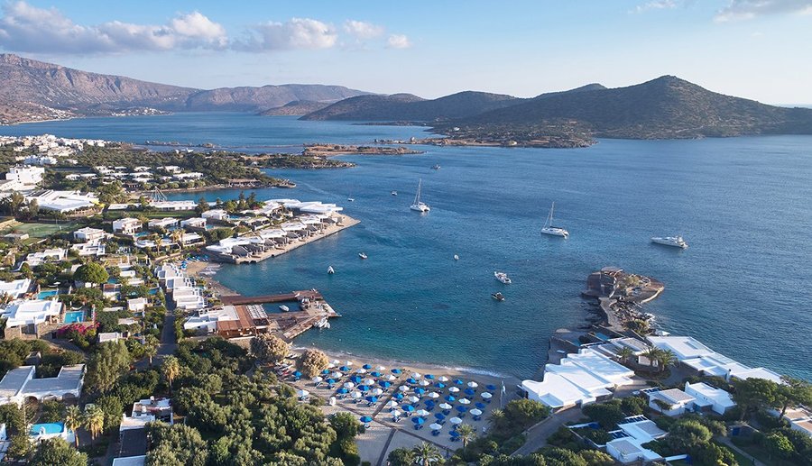 Elounda Beach Hotel & Villas with its private, golden, sandy beaches at Mirabello bay.