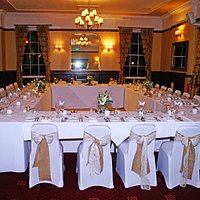 Tables setout for the wedding breakfast.