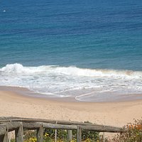 wooden walkway down to the beach