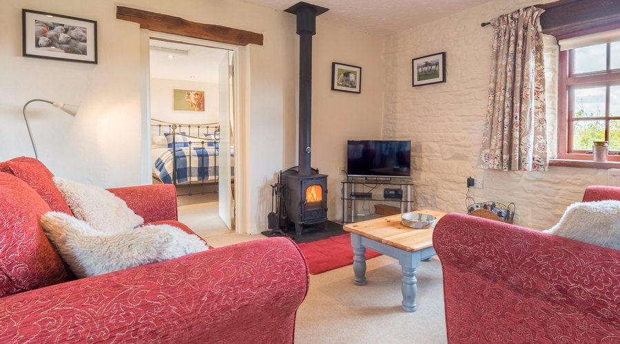 Inglewood Cottage - Lounge with wood burning stove for those chilly evenings.