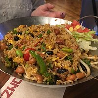 General wongs burrito, spicy chorizo fried rice, gonzi chicken stir fry (favorite of the whole f