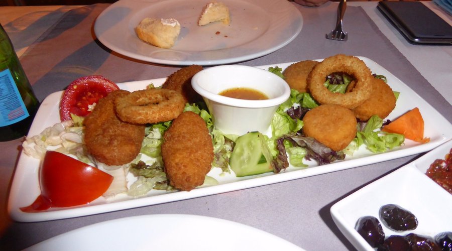 a starter of deep fried cheese.