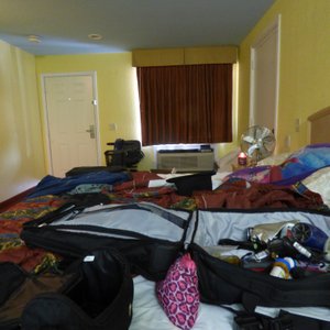 View across bed.