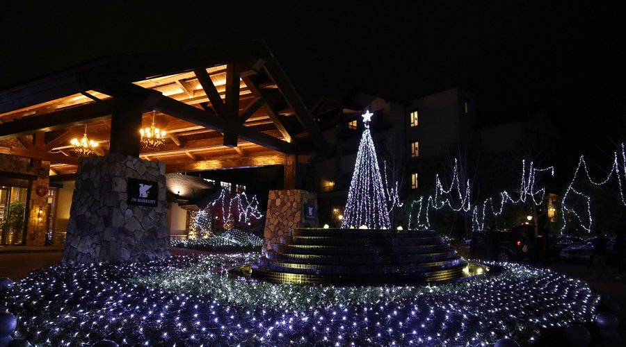 Christmas Season Hotel Lobby Entrance Area  