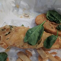 Lovely fish with a light and crispy batter. Great chip also!