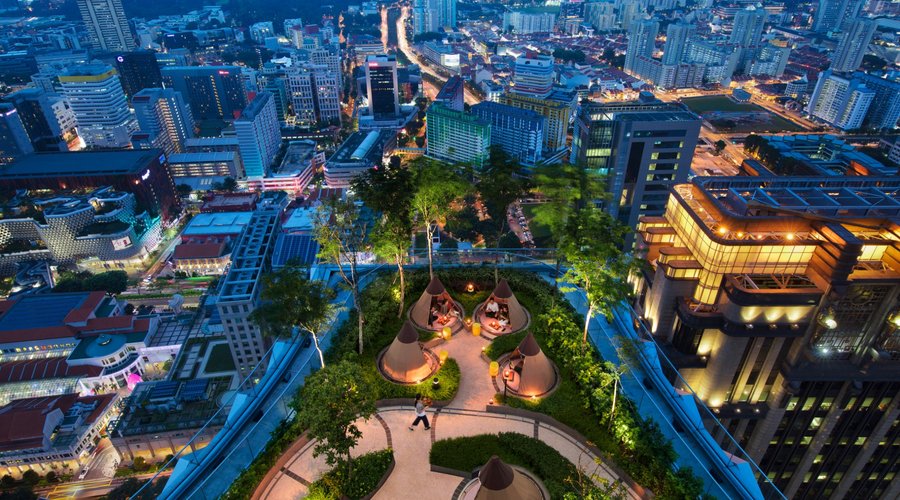 Mr Stork teepee hut seating - Andaz Singapore's rooftop bar at Level 39