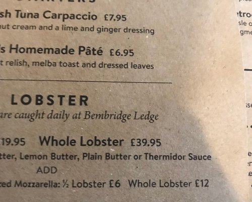 THE CRAB & LOBSTER INN, Bembridge - Menu, Prices & Restaurant Reviews