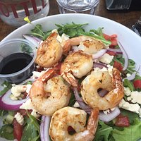 Garlic prawns and salad bowl