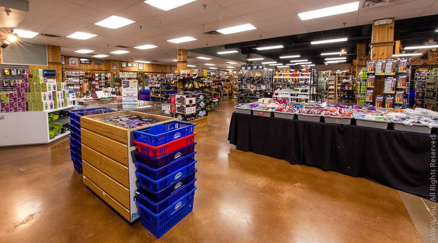 The interior of Smoky Mountain Knife Works retail showroom in Sevierville, TN.