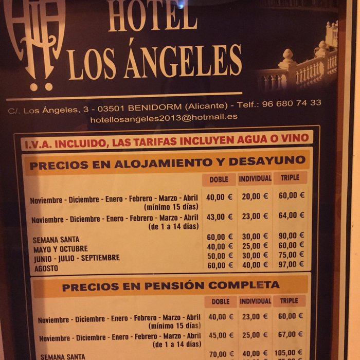 hotel los ángeles benidorm