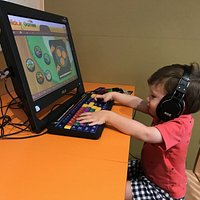Our two-year-old grandson who was anxious to use the library's kids computers when he's older!