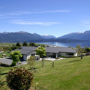 The Lodge with Lake Te Anau in the background