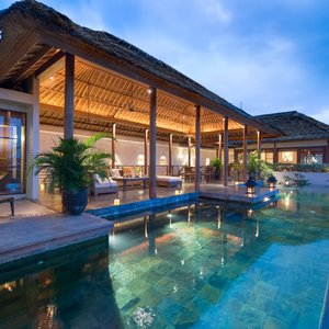 View of the Longhouse upper level and pool