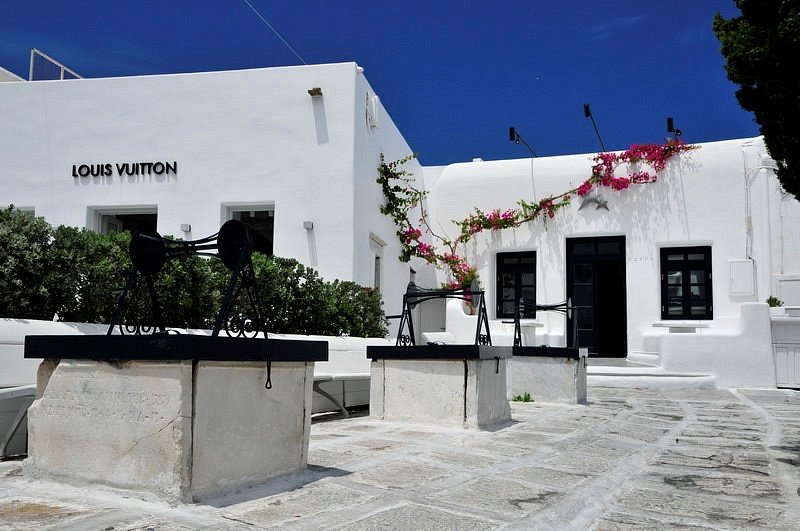 Louis Vuitton Mykonos  Hostels design, Restaurant design