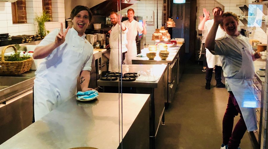 The young staff joking with me as I took their photo in the kitchen
