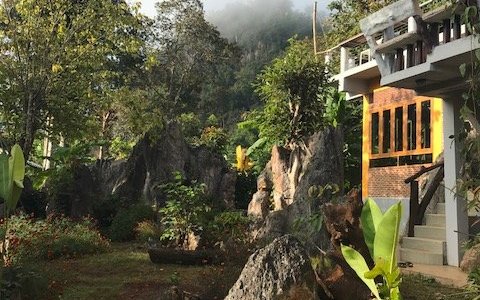 Tropical mountain paradise! (View of PenCave main building and gardens)