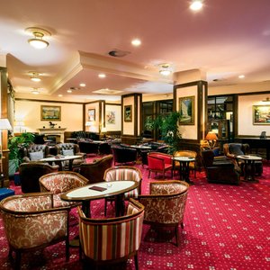 Interhotel Central in Karlovy Vary, image may contain: Chandelier, Dining Room, Dining Table, Restaurant