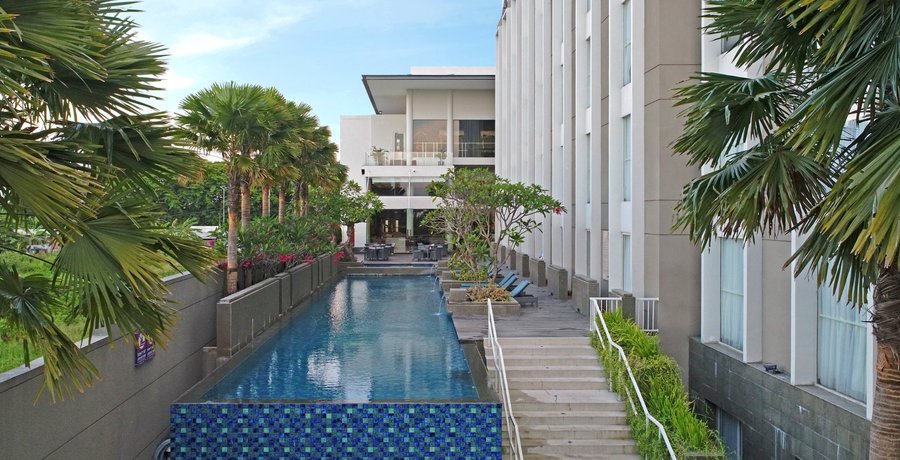 Outdoor swimming pool for adult and available for kids pool