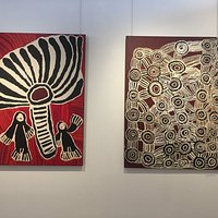 Paintings by Linda Napaltjarri Syddick and Wentja Morgan Napaltjarri