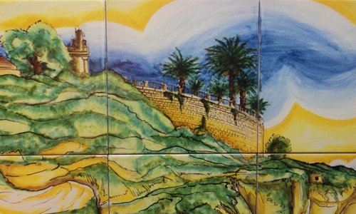 Pannello Promontorio di Sciacca 60x220 Ceramiche Artistiche di Liborio Palmeri Maiolica di Sciac