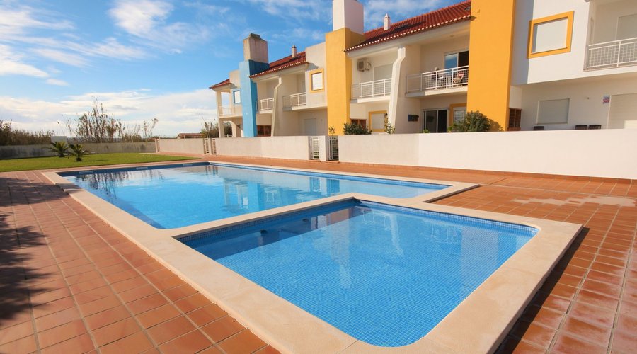 Backayard; surf house and swimming pool. 