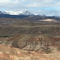 View to the northeast from Scenic Overlook, showing badlands
