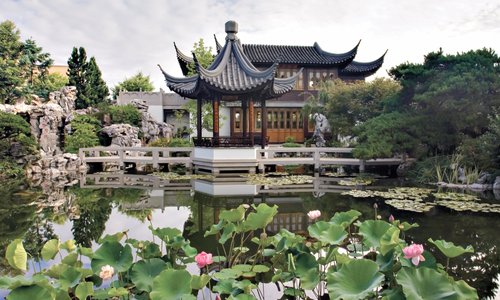 View from the terrace at Lan Su Chinese Garden.  Portland, OR. 