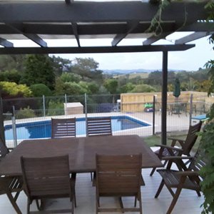 Solar heated pool, shady deck in very quiet locatiom