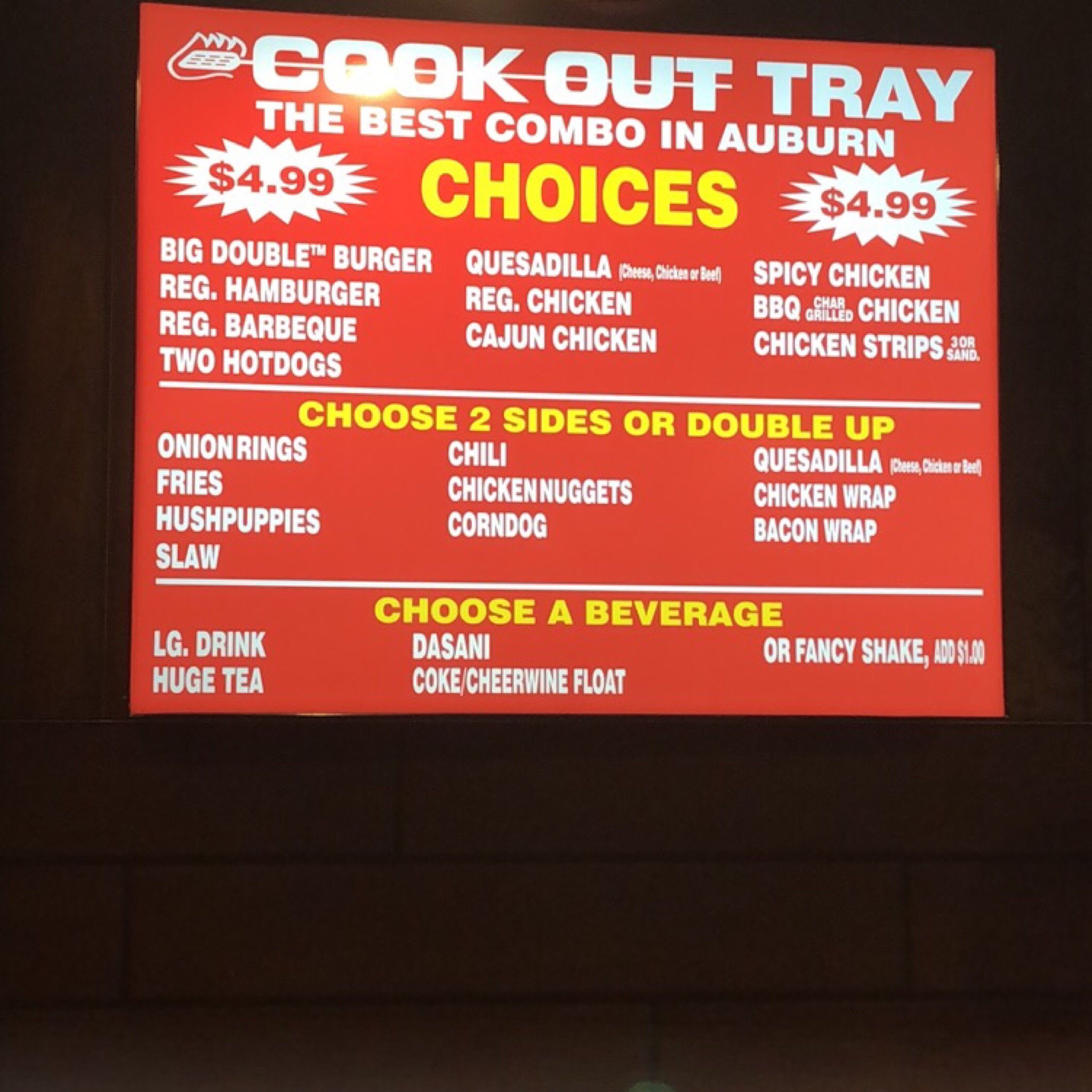 COOK OUT AUBURN Menu Prices Restaurant Reviews Tripadvisor